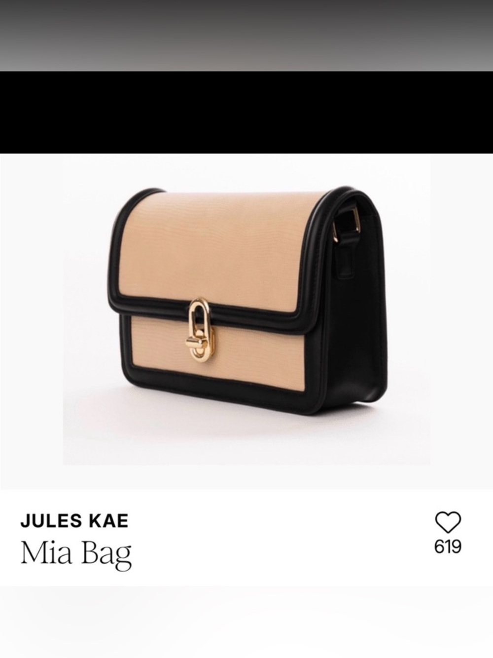 Jules Kae Women's Crossbody Bag in Beige with Black Trim